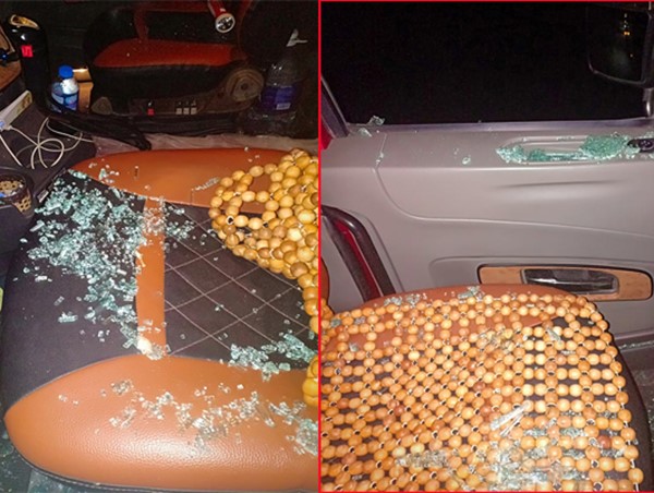 Hàng loạt ô tô bị bắn vỡ kính trên quốc lộ 32C