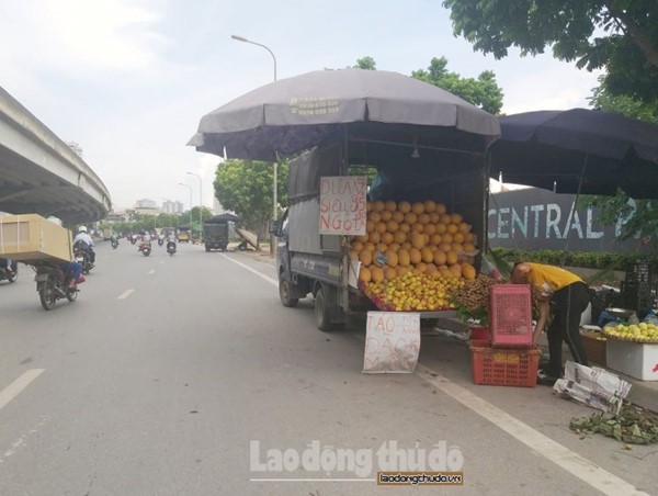Hàng loạt “sạp hàng di động” trên đường Nguyễn Xiển