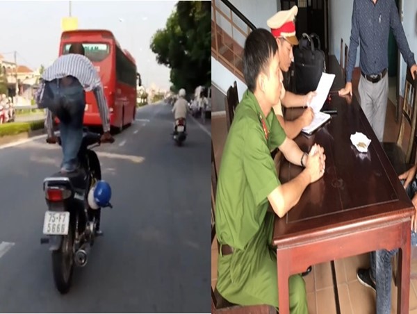 Xử phạt người đàn ông chạy xe máy “diễn xiếc” trên đường phố