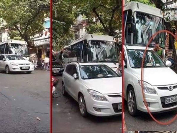 Đỗ xe ngay ngã ba phố Tạ Hiện gây ùn tắc, trung uý công an bị phạt 1 triệu đồng