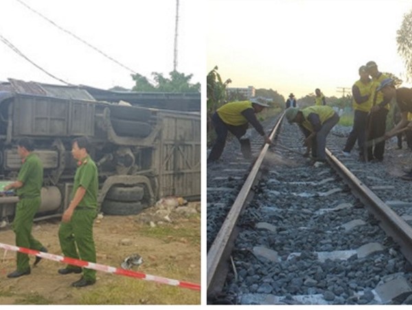 Xe khách lật, tàu trật bánh trên đường đưa khách vào Nam sau kỳ nghỉ Tết Nguyên đán