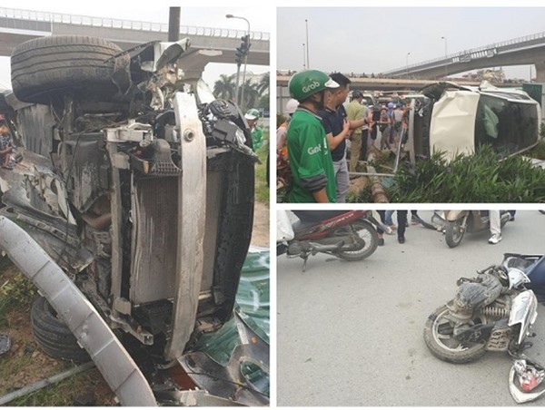 Nữ tài xế điều khiển ô tô tông hàng loạt xe máy, ít nhất 3 người nhập viện