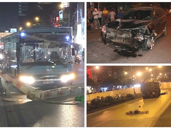 Hà Nội liên tiếp tai nạn tối 22/4: Ô tô "điên" đâm liên hoàn, xe tải cán chết người