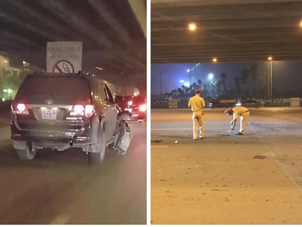 Hà Nội: Phẫn nộ ô tô đâm gục xe máy rồi bỏ chạy, nghi do xe biển xanh