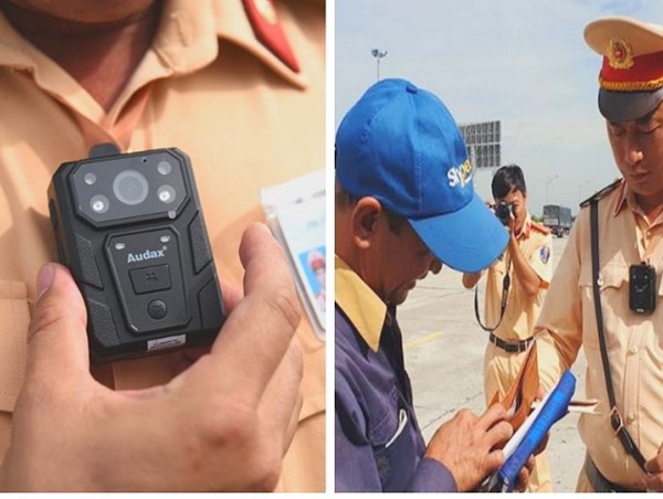 Camera gắn áo ghi hình toàn bộ công tác xử lý vi phạm của cảnh sát giao thông