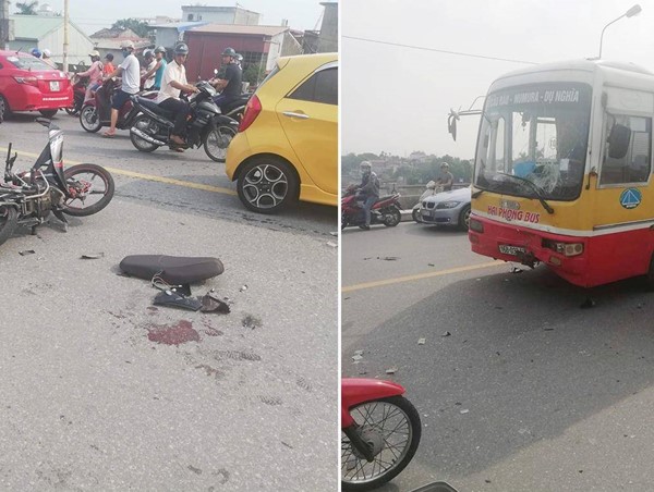 Xe buýt nghi lấn làn tông trực diện xe máy, 2 nam sinh nhập viện cấp cứu