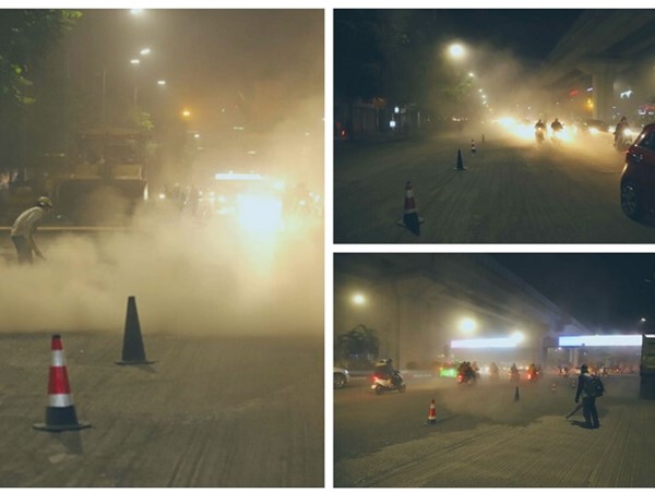 Công nhân sửa đường thổi bụi mù mịt vào người dân: Sở Giao thông vận tải Hà Nội lên tiếng