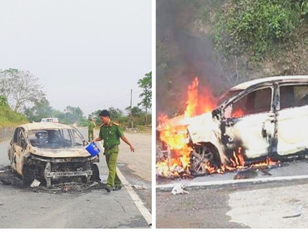 Ô tô bất ngờ phát nổ rồi bốc cháy trên đường, 2 người tử vong trong xe