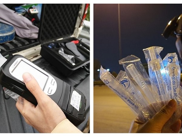 Cảnh sát giao thông tạm dừng sử dụng phễu thổi khi đo nồng độ cồn