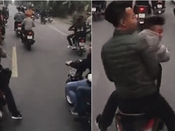 Chạy xe máy dàn hàng ngang, chặn ô tô trên đường gây bức xúc