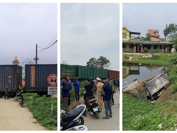 Tàu hỏa tông xe tải xuống ao, tài xế văng khỏi cabin tử vong tại chỗ