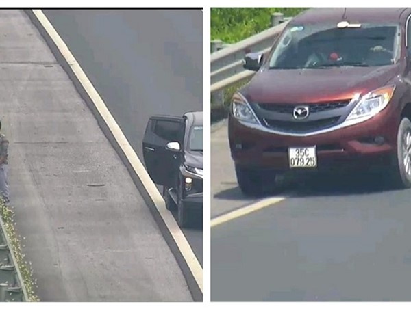 Xử phạt ô tô chạy lùi, dừng xe đi vệ sinh trên cao tốc Hà Nội - Hải Phòng