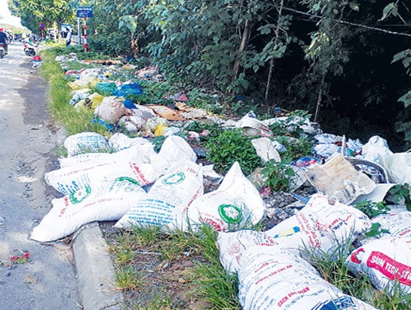 Đường gom Đại lộ Thăng Long ngập trong rác: Hệ lụy từ việc chia nhỏ gói thầu