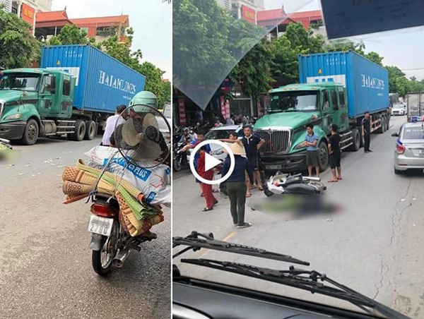 Chiến sĩ công an tử vong sau tai nạn với xe container