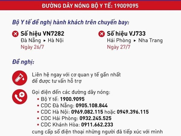 Thông báo khẩn tìm hành khách trên 2 chuyến bay VN7282 và VJ733