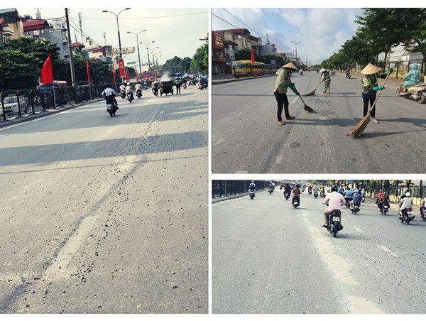 Đề nghị trích xuất camera truy tìm phương tiện để rơi vãi vật liệu xây dựng trên đường Giải Phóng