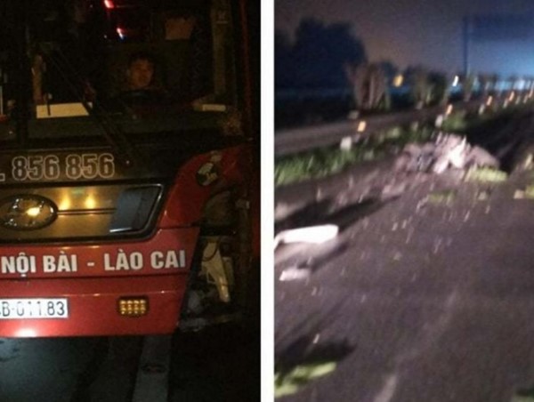 Va chạm xe khách khiến thanh niên điều khiển xe máy tử vong trên cao tốc Nội Bài - Lào Cai
