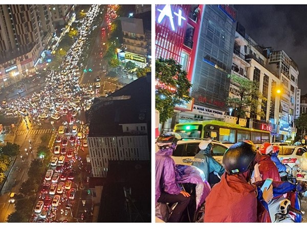 Giao thông Hà Nội hỗn loạn, "không lối thoát" trong cơn mưa chiều 22/9