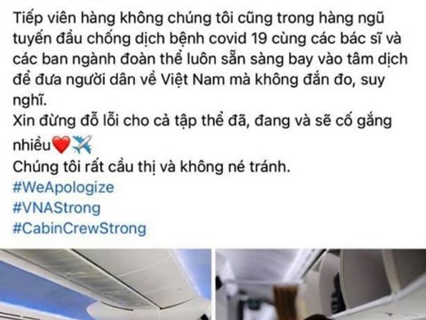 Sau Vietnam Airlines, hàng loạt tiếp viên của hãng treo hashtag xin lỗi