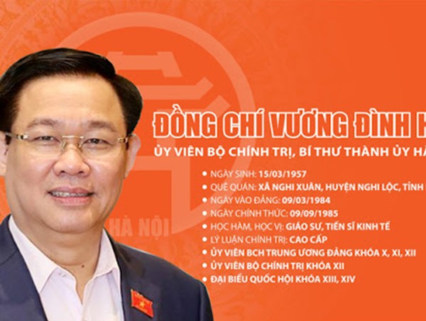 Tóm tắt quá trình công tác của Bí thư Thành ủy Hà Nội Vương Đình Huệ