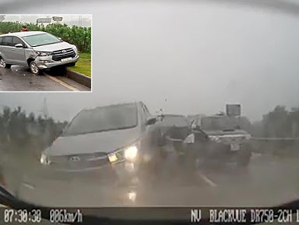 [Clip] Xe Innova gây tai nạn liên hoàn trên cao tốc Hà Nội - Thái Nguyên