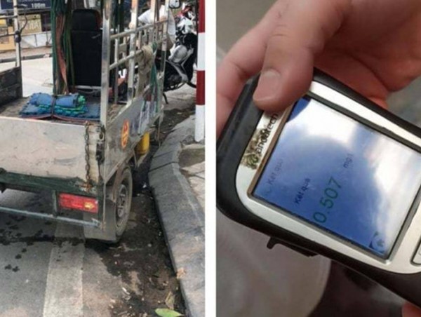 Hà Nội: Tài xế xe ba bánh bị phạt kịch khung lỗi nồng độ cồn