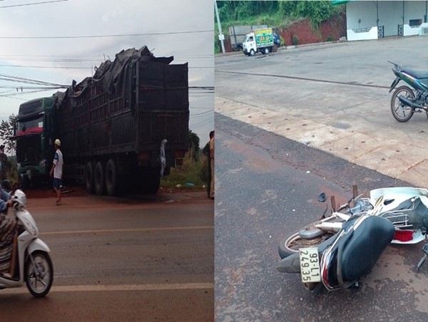 Bình Phước: Xe tải đụng 3 xe máy, 4 người chết và bị thương