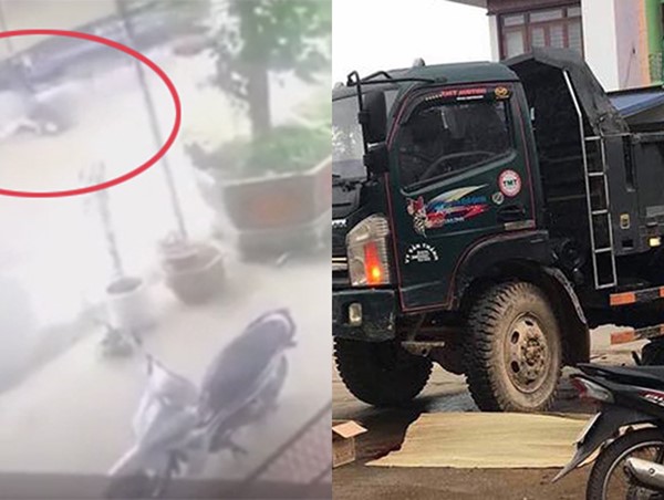 [Clip] Không làm chủ tốc độ, nam thanh niên đi xe máy suýt chết dưới bánh xe tải