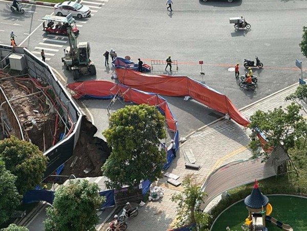 Nam Từ Liêm: đã xử lý xong tuyến đường bị sạt lở do mưa lớn