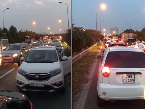 Đại lộ Thăng Long tắc từ chiều đến tối trước kỳ nghỉ lễ 30/4/2020