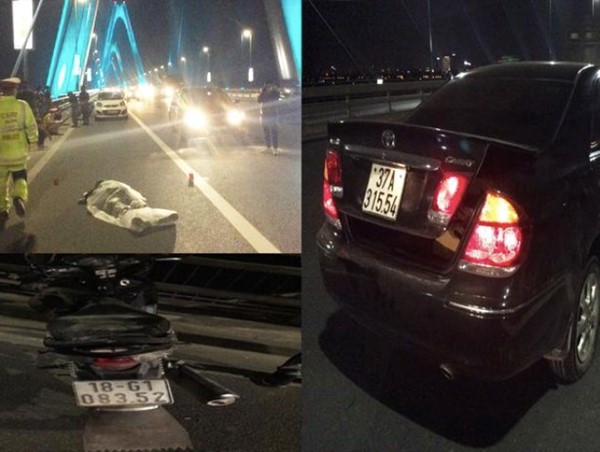 Mải thay lốp xe tài xế ô tô bị xe máy tông tử vong trên cầu Nhật Tân