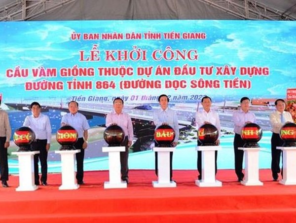 Tỉnh Tiền Giang đồng loạt khởi công hai công trình trọng điểm