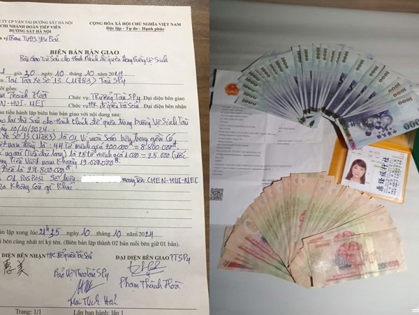 Trả lại gần 30 triệu cho nữ du khách nước ngoài bỏ quên trên tàu hoả