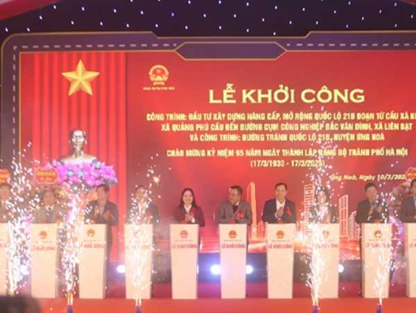 Ứng Hòa: Khởi công hai dự án giao thông trọng điểm, tạo động lực phát triển