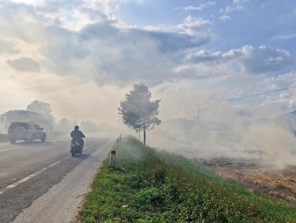 Hà Tĩnh: đốt rơm rạ tràn lan, khói bụi bủa vây quốc lộ 1A