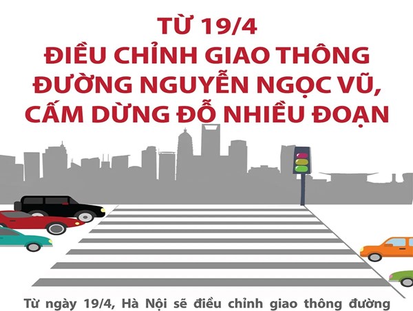 Từ 19/4: điều chỉnh giao thông đường Nguyễn Ngọc Vũ, cấm dừng đỗ nhiều đoạn