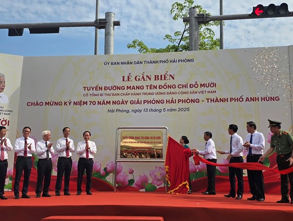 Hải Phòng gắn biển tuyến đường mang tên cố Tổng Bí thư Đỗ Mười