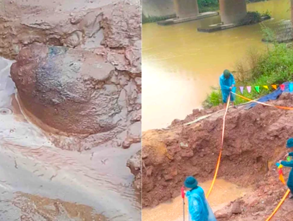 Phát hiện quả bom nặng nửa tấn khi thi công kè bờ sông