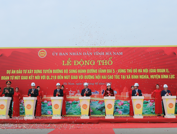 Khởi công xây dựng tuyến đường bộ song hành đường Vành đai 5 qua Hà Nam