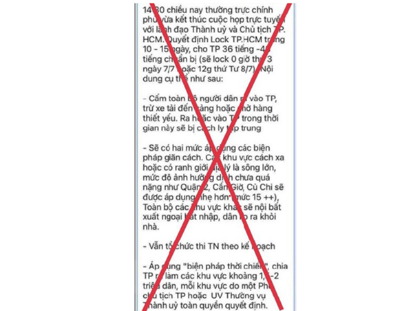 Bác bỏ thông tin “đóng cửa” TP HCM trong 10-15 ngày