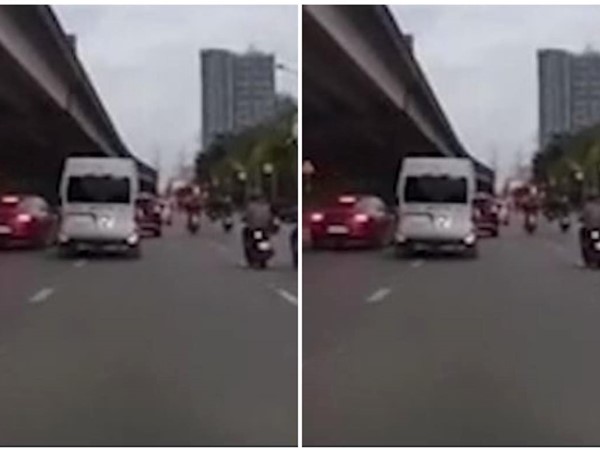 [Clip] Cay cú vì bị tranh đường, xe con tạt đầu xe 16 chỗ 