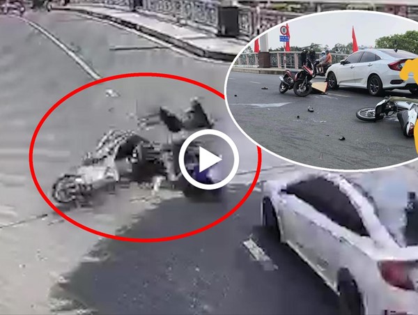 [Clip]: Khoảnh khắc 2 xe máy tông nhau, nam thanh niên điều khiển xe máy Exciter bị ô tô cán chết 