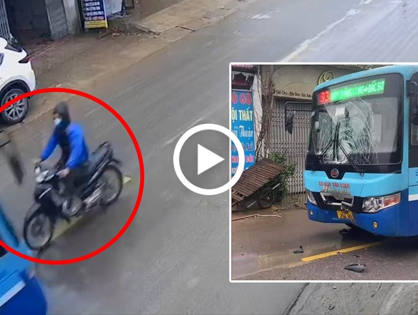 [Clip]: Lạc tay lái lấn làn, 1 nam thanh niên đâm trực diện xe buýt 