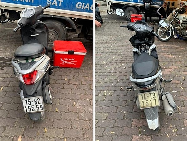 Cảnh sát 141 phát hiện 2 chiếc xe máy Piagio và Airblade nghi là xe tang vật