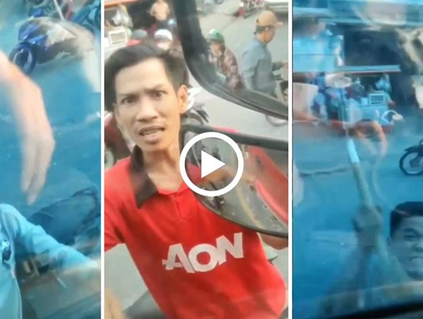 [Clip]: Nhóm người cầm hung khí đập phá ô tô, tấn công tài xế giữa đường 