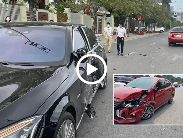 [Clip]: Lấn làn, nữ tài xế Mitsubishi đâm xế sang Mercedes-Maybach S450 