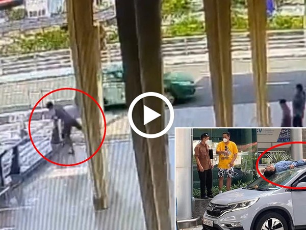 [Clip]: Người đàn ông nhảy lầu tự tử ở Sân bay, rơi trúng nóc xế hộp 