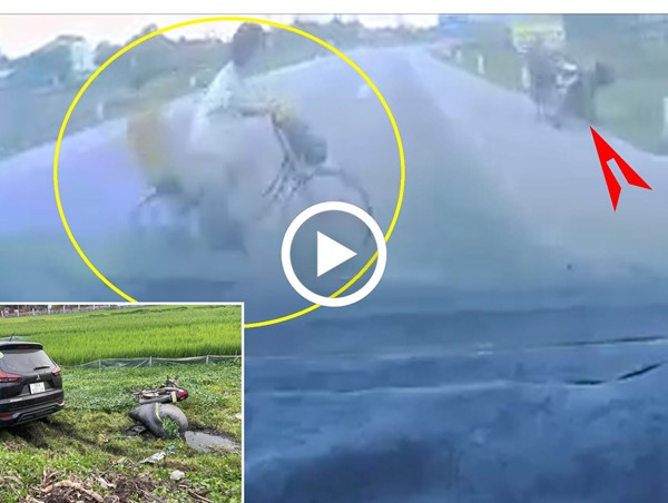 Clip: Ô tô tông 4 người bay xuống ruộng