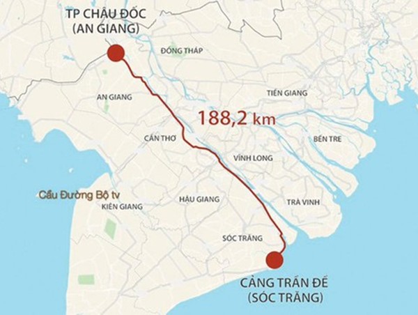 Gần 44.700 tỉ đồng xây dựng cao tốc Châu Đốc - Cần Thơ - Sóc Trăng