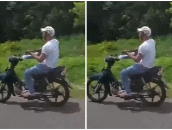 [CLIP]: Thanh niên chơi trội lái xe bằng chân, tay ôm đàn đánh